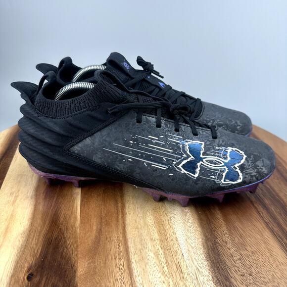 Men's Size 12- Under Armour Blur Smoke Suede 2.0 MC Football Cleats 3027978-001 - Picture 1 of 7